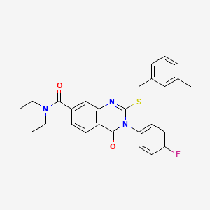 N,N-diethyl-3-(4-fluorophenyl)-2-((3-methylbenzyl)thio)-4-oxo-3,4-dihydroquinazoline-7-carboxamide