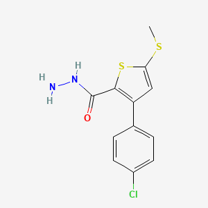 molecular formula C12H11ClN2OS2 B2797020 3-(4-Chlorophenyl)-5-(methylsulfanyl)-2-thiophenecarbohydrazide CAS No. 860649-93-0