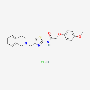 molecular formula C22H24ClN3O3S B2797025 N-(4-((3,4-dihydroisoquinolin-2(1H)-yl)methyl)thiazol-2-yl)-2-(4-methoxyphenoxy)acetamide hydrochloride CAS No. 1216750-41-2