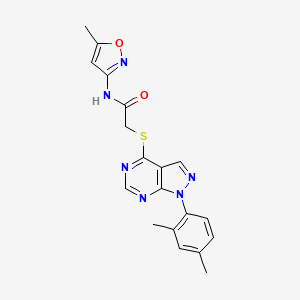 molecular formula C19H18N6O2S B2797039 2-((1-(2,4-二甲基苯基)-1H-吡唑并[3,4-d]嘧啶-4-基)硫)-N-(5-甲基异噁唑-3-基)乙酰胺 CAS No. 872590-42-6