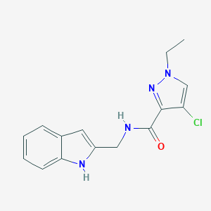 molecular formula C15H15ClN4O B279704 4-chloro-1-ethyl-N-(1H-indol-2-ylmethyl)-1H-pyrazole-3-carboxamide 