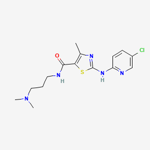 molecular formula C15H20ClN5OS B2797046 2-[(5-chloropyridin-2-yl)amino]-N-[3-(dimethylamino)propyl]-4-methyl-1,3-thiazole-5-carboxamide CAS No. 1351836-17-3