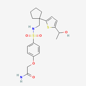 2-(4-(N-((1-(5-(1-hydroxyethyl)thiophen-2-yl)cyclopentyl)methyl)sulfamoyl)phenoxy)acetamide