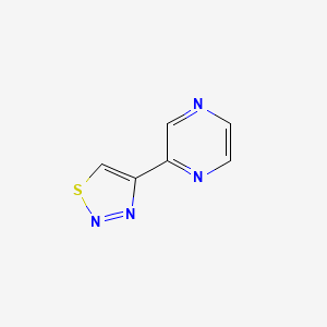 molecular formula C6H4N4S B2797064 Pyrazine, 2-(1,2,3-thiadiazol-4-yl)- CAS No. 135296-13-8