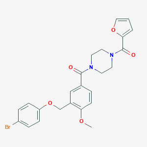 molecular formula C24H23BrN2O5 B279707 1-{3-[(4-Bromophenoxy)methyl]-4-methoxybenzoyl}-4-(2-furoyl)piperazine 
