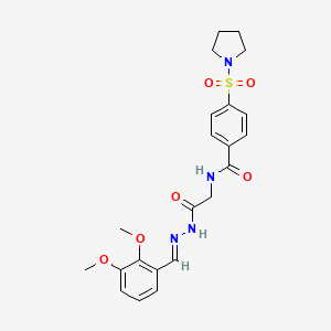 (E)-N-(2-(2-(2,3-dimethoxybenzylidene)hydrazinyl)-2-oxoethyl)-4-(pyrrolidin-1-ylsulfonyl)benzamide