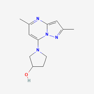 molecular formula C12H16N4O B2797074 1-(2,5-Dimethylpyrazolo[1,5-a]pyrimidin-7-yl)pyrrolidin-3-ol CAS No. 2189434-28-2