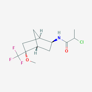 molecular formula C12H17ClF3NO2 B2797075 2-Chloro-N-[(1R,2S,4R,5R)-5-methoxy-5-(trifluoromethyl)-2-bicyclo[2.2.1]heptanyl]propanamide CAS No. 2411183-88-3