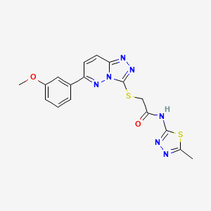 molecular formula C17H15N7O2S2 B2797086 2-((6-(3-甲氧基苯基)-[1,2,4]三唑并[4,3-b]吡啶-3-基)硫)-N-(5-甲基-1,3,4-噻二唑-2-基)乙酰胺 CAS No. 891096-03-0