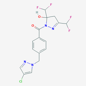 1-{4-[(4-chloro-1H-pyrazol-1-yl)methyl]benzoyl}-3,5-bis(difluoromethyl)-4,5-dihydro-1H-pyrazol-5-ol
