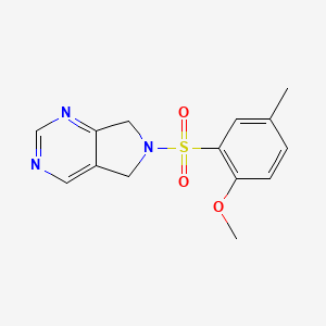 molecular formula C14H15N3O3S B2797111 6-((2-methoxy-5-methylphenyl)sulfonyl)-6,7-dihydro-5H-pyrrolo[3,4-d]pyrimidine CAS No. 1704515-48-9