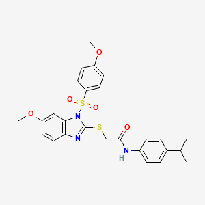 N-(4-isopropylphenyl)-2-((6-methoxy-1-((4-methoxyphenyl)sulfonyl)-1H-benzo[d]imidazol-2-yl)thio)acetamide