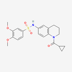 molecular formula C21H24N2O5S B2797119 N-[1-(cyclopropanecarbonyl)-3,4-dihydro-2H-quinolin-6-yl]-3,4-dimethoxybenzenesulfonamide CAS No. 932364-18-6
