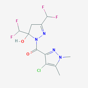 molecular formula C11H11ClF4N4O2 B279712 [3,5-bis(difluoromethyl)-5-hydroxy-4,5-dihydro-1H-pyrazol-1-yl](4-chloro-1,5-dimethyl-1H-pyrazol-3-yl)methanone 