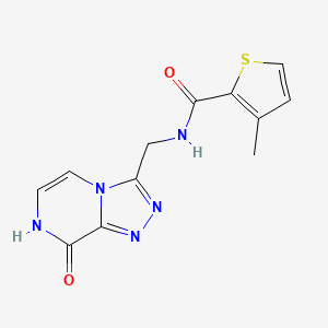 molecular formula C12H11N5O2S B2797120 N-((8-羟基-[1,2,4]三唑并[4,3-a]吡嗪-3-基)甲基)-3-甲基噻吩-2-甲酰胺 CAS No. 2034281-34-8