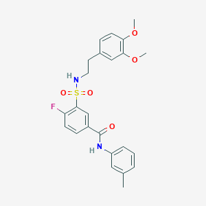 molecular formula C24H25FN2O5S B2797123 3-(N-(3,4-二甲氧基苯乙基)磺酰基)-4-氟-N-(间甲苯基)苯甲酰胺 CAS No. 451477-13-7