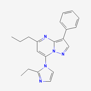 molecular formula C20H21N5 B2797128 7-(2-ethyl-1H-imidazol-1-yl)-3-phenyl-5-propylpyrazolo[1,5-a]pyrimidine CAS No. 900898-37-5