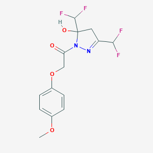 3,5-bis(difluoromethyl)-1-[(4-methoxyphenoxy)acetyl]-4,5-dihydro-1H-pyrazol-5-ol