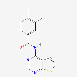 molecular formula C15H13N3OS B2797133 3,4-dimethyl-N-(thieno[2,3-d]pyrimidin-4-yl)benzamide CAS No. 1004053-03-5
