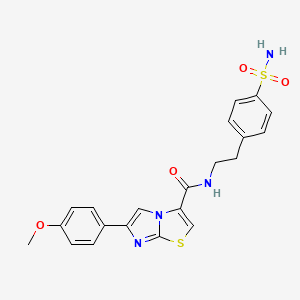 molecular formula C21H20N4O4S2 B2797135 6-(4-methoxyphenyl)-N-(4-sulfamoylphenethyl)imidazo[2,1-b]thiazole-3-carboxamide CAS No. 1049368-13-9