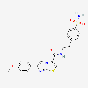 molecular formula C21H20N4O4S2 B2797135 6-(4-甲氧基苯基)-N-(4-磺酰胺苯乙基)咪唑并[2,1-b]噻唑-3-甲酰胺 CAS No. 1049368-13-9