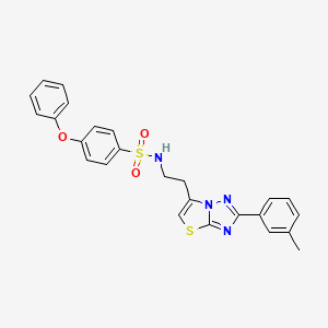 molecular formula C25H22N4O3S2 B2797153 4-phenoxy-N-(2-(2-(m-tolyl)thiazolo[3,2-b][1,2,4]triazol-6-yl)ethyl)benzenesulfonamide CAS No. 895437-55-5