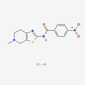 molecular formula C14H15ClN4O3S B2797155 N-(5-methyl-4,5,6,7-tetrahydrothiazolo[5,4-c]pyridin-2-yl)-4-nitrobenzamide hydrochloride CAS No. 1184986-92-2