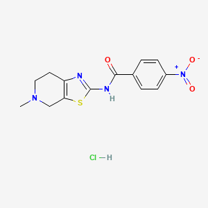 molecular formula C14H15ClN4O3S B2797155 N-(5-甲基-4,5,6,7-四氢噻唑并[5,4-c]吡啶-2-基)-4-硝基苯甲酰胺 盐酸盐 CAS No. 1184986-92-2