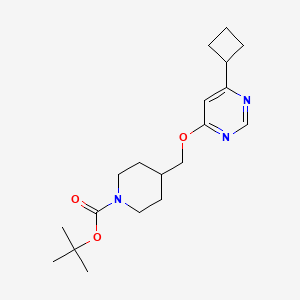molecular formula C19H29N3O3 B2797162 Tert-butyl 4-{[(6-cyclobutylpyrimidin-4-yl)oxy]methyl}piperidine-1-carboxylate CAS No. 2380062-20-2