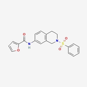 molecular formula C20H18N2O4S B2797172 N-(2-(苯基磺酰)-1,2,3,4-四氢异喹啉-7-基)呋喃-2-羧酰胺 CAS No. 954638-93-8