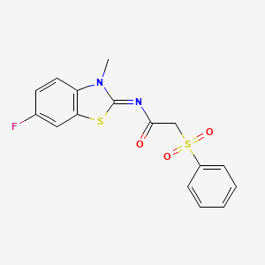 (E)-N-(6-fluoro-3-methylbenzo[d]thiazol-2(3H)-ylidene)-2-(phenylsulfonyl)acetamide