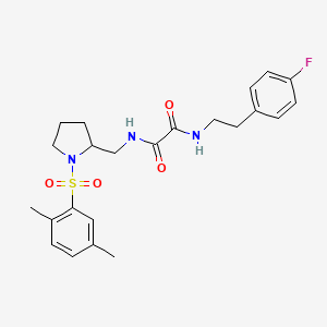 molecular formula C23H28FN3O4S B2797194 N1-((1-((2,5-dimethylphenyl)sulfonyl)pyrrolidin-2-yl)methyl)-N2-(4-fluorophenethyl)oxalamide CAS No. 896285-97-5