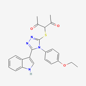 molecular formula C23H22N4O3S B2797200 3-((4-(4-ethoxyphenyl)-5-(1H-indol-3-yl)-4H-1,2,4-triazol-3-yl)thio)pentane-2,4-dione CAS No. 852167-57-8