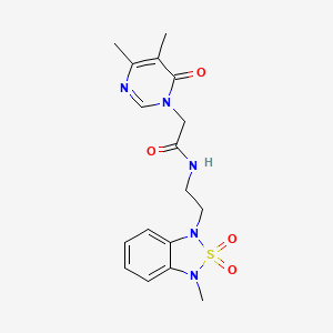 molecular formula C17H21N5O4S B2797204 2-(4,5-二甲基-6-氧代嘧啶-1(6H)-基)-N-(2-(3-甲基-2,2-二氧代苯并[c][1,2,5]噻二唑-1(3H)-基)乙基)乙酰胺 CAS No. 2034452-88-3