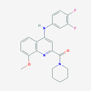 molecular formula C22H21F2N3O2 B2797206 (4-((3,4-Difluorophenyl)amino)-8-methoxyquinolin-2-yl)(piperidin-1-yl)methanone CAS No. 1251597-07-5