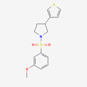 molecular formula C15H17NO3S2 B2797212 1-((3-Methoxyphenyl)sulfonyl)-3-(thiophen-3-yl)pyrrolidine CAS No. 2185589-85-7