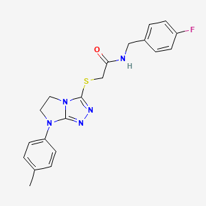 molecular formula C20H20FN5OS B2797216 N-(4-fluorobenzyl)-2-((7-(p-tolyl)-6,7-dihydro-5H-imidazo[2,1-c][1,2,4]triazol-3-yl)thio)acetamide CAS No. 921539-99-3