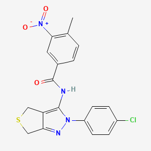 molecular formula C19H15ClN4O3S B2797220 N-(2-(4-chlorophenyl)-4,6-dihydro-2H-thieno[3,4-c]pyrazol-3-yl)-4-methyl-3-nitrobenzamide CAS No. 391866-33-4