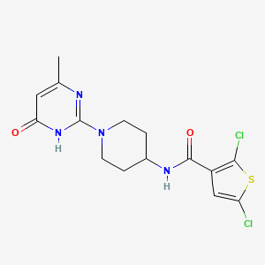 molecular formula C15H16Cl2N4O2S B2797244 2,5-dichloro-N-(1-(4-methyl-6-oxo-1,6-dihydropyrimidin-2-yl)piperidin-4-yl)thiophene-3-carboxamide CAS No. 1903780-23-3