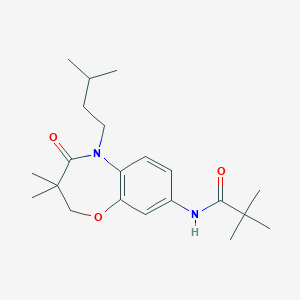 molecular formula C21H32N2O3 B2797259 N-(5-isopentyl-3,3-dimethyl-4-oxo-2,3,4,5-tetrahydrobenzo[b][1,4]oxazepin-8-yl)pivalamide CAS No. 921585-45-7