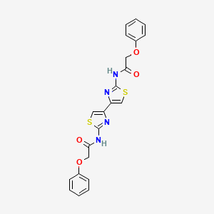 molecular formula C22H18N4O4S2 B2797261 2-phenoxy-N-[4-[2-[(2-phenoxyacetyl)amino]-1,3-thiazol-4-yl]-1,3-thiazol-2-yl]acetamide CAS No. 393838-75-0