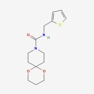 molecular formula C14H20N2O3S B2797262 N-(thiophen-2-ylmethyl)-1,5-dioxa-9-azaspiro[5.5]undecane-9-carboxamide CAS No. 1351613-11-0