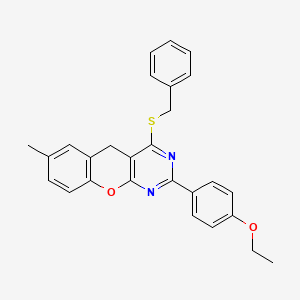 molecular formula C27H24N2O2S B2797273 4-(benzylthio)-2-(4-ethoxyphenyl)-7-methyl-5H-chromeno[2,3-d]pyrimidine CAS No. 872208-80-5