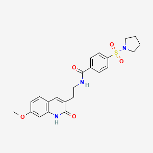 molecular formula C23H25N3O5S B2797278 N-[2-(7-methoxy-2-oxo-1H-quinolin-3-yl)ethyl]-4-pyrrolidin-1-ylsulfonylbenzamide CAS No. 851406-25-2