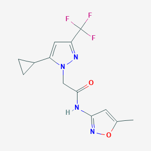 molecular formula C13H13F3N4O2 B279728 2-[5-cyclopropyl-3-(trifluoromethyl)-1H-pyrazol-1-yl]-N-(5-methyl-3-isoxazolyl)acetamide 