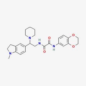 molecular formula C26H32N4O4 B2797282 N1-(2,3-dihydrobenzo[b][1,4]dioxin-6-yl)-N2-(2-(1-methylindolin-5-yl)-2-(piperidin-1-yl)ethyl)oxalamide CAS No. 921893-64-3