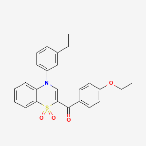 molecular formula C25H23NO4S B2797283 (4-ethoxyphenyl)[4-(3-ethylphenyl)-1,1-dioxido-4H-1,4-benzothiazin-2-yl]methanone CAS No. 1114649-69-2