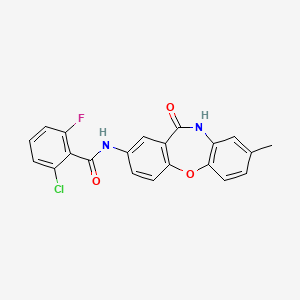 molecular formula C21H14ClFN2O3 B2797294 2-chloro-6-fluoro-N-(8-methyl-11-oxo-10,11-dihydrodibenzo[b,f][1,4]oxazepin-2-yl)benzamide CAS No. 921891-49-8