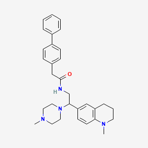 molecular formula C31H38N4O B2797312 2-([1,1'-biphenyl]-4-yl)-N-(2-(1-methyl-1,2,3,4-tetrahydroquinolin-6-yl)-2-(4-methylpiperazin-1-yl)ethyl)acetamide CAS No. 922063-75-0