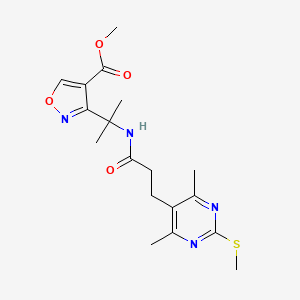 molecular formula C18H24N4O4S B2797314 Methyl 3-(2-{3-[4,6-dimethyl-2-(methylsulfanyl)pyrimidin-5-yl]propanamido}propan-2-yl)-1,2-oxazole-4-carboxylate CAS No. 2094159-56-3